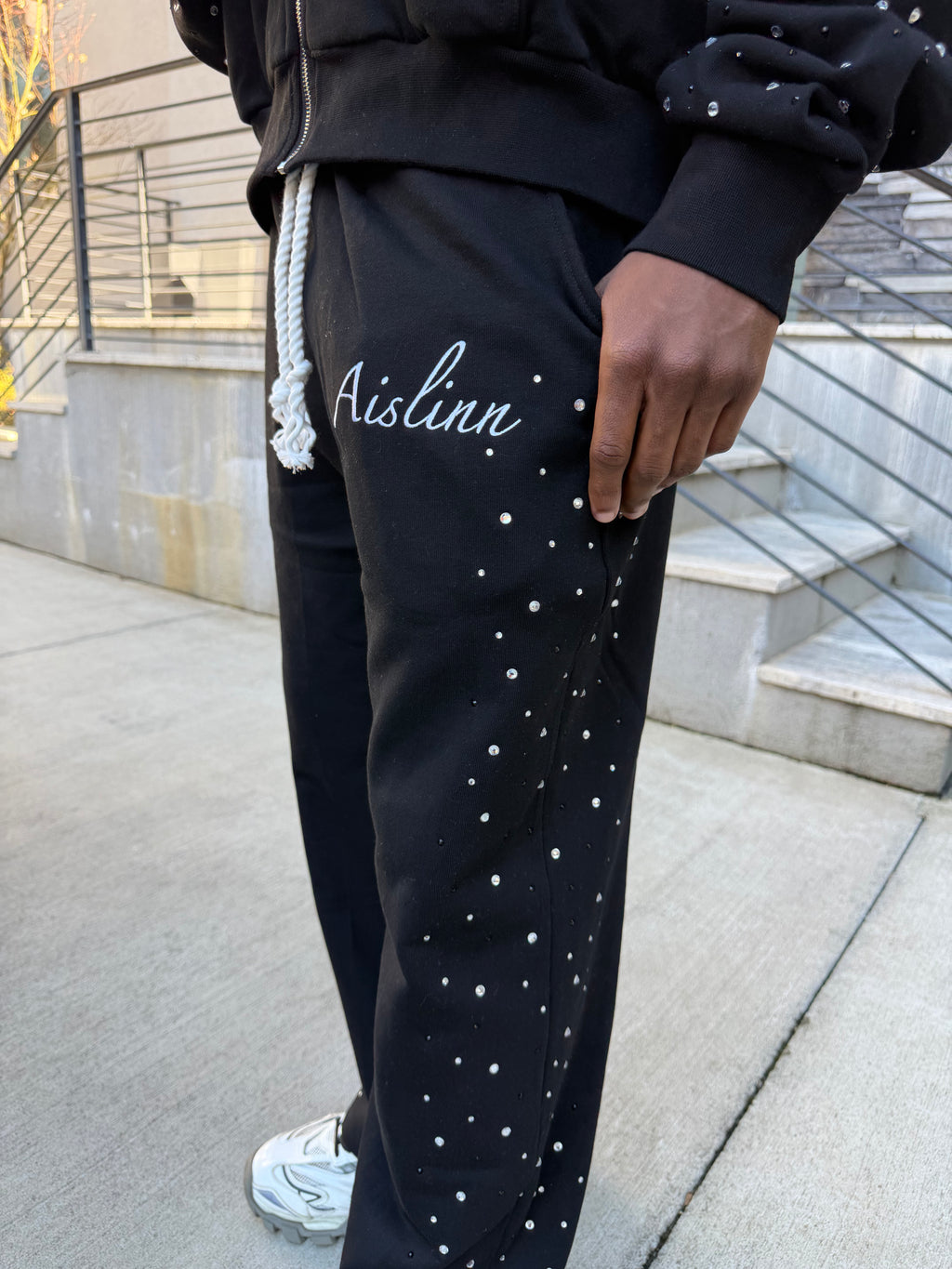 Black Rhinestone Sweats